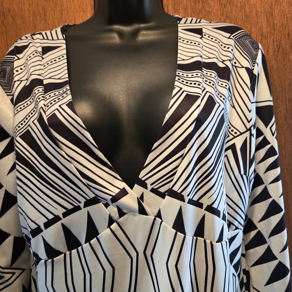 Gorgeous black & white geometric kimono style dress szXL no brand - Picture 5 of 8
